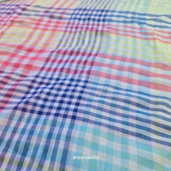 NWT Talbots Lightweight Plaid Scarf Square Summer Colorful - Picture 3 of 3